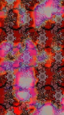 Raster illüstrasyonu. Kahverengi ve kırmızı renkte çiçekler. Çiçek desenli eskiz, vuruşlar, sıçramalar, yaz çiçekleri..