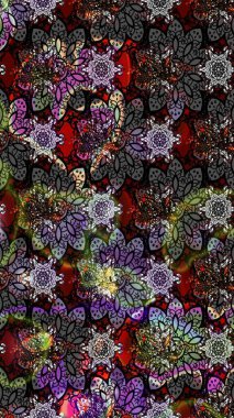 Siyah ve gri renklerde. Siyah ve gri renkte siyah ve gri papatya deseni. Raster illüstrasyonu.