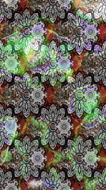 Raster illüstrasyonundaki çiçek desenli çizim. Renkli Bahar Teması eskiz kalıbı. Düz Çiçek Elementleri Tasarımı. Gri ve nötr renkte çiçekler.