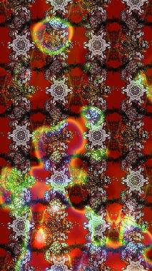 Renkli Bahar Teması eskiz kalıbı. Çiçeksel fantezi tasarımı ve parlak bir arka plan çizimi. Düz Çiçek Elementleri Tasarımı.