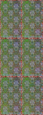 Düz Çiçek Elementleri Tasarımı. Renkli Bahar Temalı Kusursuz Arkaplan. Raster illüstrasyonunda kusursuz çiçek deseni. Yeşil ve nötr renkte çiçekler.