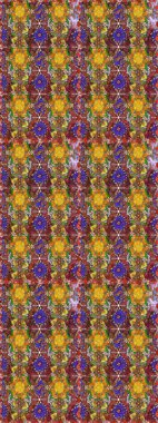 Sketch flowers pattern. In asian textile style. Flowers on brown and yellow colors. Raster illustration. Raster illustration.