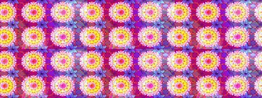 Raster illustration. Abstract seamless pattern with hand drawing flowers. Flowers on neutral and violet colors.