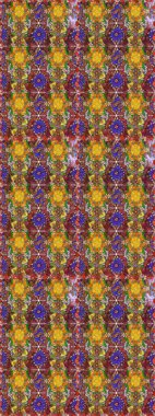 Sketch flowers pattern. In asian textile style. Flowers on brown and yellow colors. Raster illustration. Raster illustration.