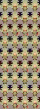 Raster illüstrasyonu. Gri ve nötr renkte çiçekler. El çizimi çiçekli soyut çizim deseni.