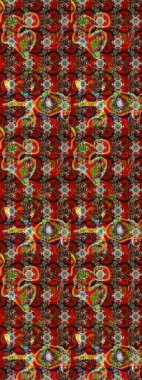 Sabıka fotoğraflarında, bebek kıyafetlerinde, duvar kâğıtlarında, paket kutularında falan kullanılabilir. Zarif, parlak ve eskiz kahverengi ve kırmızı çiçek desenli.