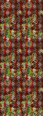 Desen, çizim, çiçek sınırı. Eski moda arka plan. Güzel, parlak, pürüzsüz kumaş, tuval. Çiçek çelengi. Kıvırcık, parlak örgü. Raster illüstrasyonu.