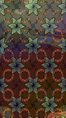 Raster illüstrasyonu. Çiçekli karalama şeklinde Raster çiçek deseni. Nazikçe, yaz çiçekleri kahverengi ve gri renklerde.