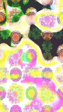 Raster suluboya çiçek deseni, narin çiçekler, tarafsız ve sarı çiçekler, tebrik kartı şablonu. Güzel kumaş deseni.