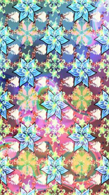 Çizim çiçek deseni duvar kağıdı, web sitesi arka planı, ambalaj kağıdı, davetiye, broşür, afiş veya web sitesi için kullanılabilir. Parlak elementlerin. El çizimi Raster illüstrasyonu.