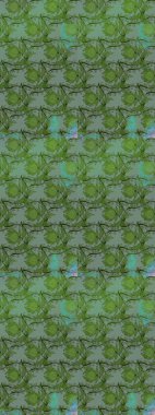 El çizimi çiçekli soyut çizim kalıbı. Yeşil renkli çiçekler. Raster illüstrasyonu.