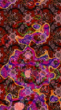 Kahverengi ve kırmızı renkte çiçekler. Düz Çiçek Elementleri Tasarımı. Çiçekli çiçek deseni, suluboya. Raster illüstrasyonu. Renkli Bahar Teması çizim şablonu.