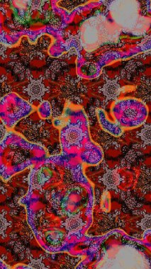 Şatafatlı bahar bahçesi dokusu. Kahverengi ve kırmızı renkte çiçek çizimi. Raster illüstrasyonu. Kahverengi ve kırmızı renkte çiçekler. Çiçek deseni.