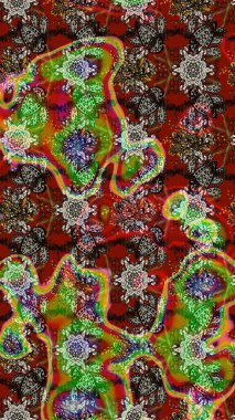 Raster illüstrasyonu. Renkli Bahar Teması eskiz kalıbı. Düz Çiçek Elementleri Tasarımı. Güzel kumaş deseni. Zentangle soyut çiçekleri. Çiçek tozu..