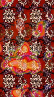 Küçük çiçekteki sevimli çiçek deseni. Kırmızı ve kahverengi renkte çiçekler.