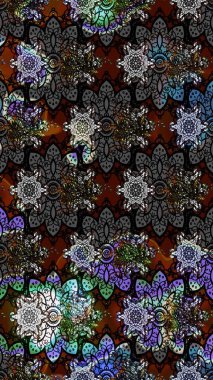 Siyah ve gri çiçekli eskiz deseni, suluboya çiçek deseni, sevimli çiçek, duvar kağıdı, kart veya kumaş için fayanslı. Raster - stok.