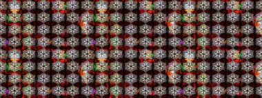 Raster illüstrasyonu. Küçük çiçekli basit bir çiçek çizimi. Siyah ve kahverengi renkli şirin çiçekler. Moda baskısı, albüm, ambalaj kağıdı, duvar kağıdı için zarif dekoratif süslemeler..