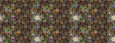 Watercolor sketch pattern. Raster illustration. Beautiful pattern for decoration and design. Exquisite pattern of watercolor sketches of the flower. Vintage. Trendy print.