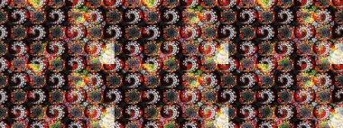 Tekrarlayan çiçek arkaplanı, zarif siyah ve gri çiçek duvar kağıdı. Siyah ve gri renkler üzerine çiçek desenli çizimler, el yapımı papatyalar, papatyalar..