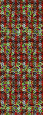 Ağaç dallı bahar çiçekleri ile desen, kırmızı ve kahverengi renkler ile çiçek silueti. Raster deseni.