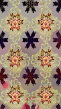 Bej ve nötr renklerde parlak çiçekli halı ile kusursuz desen..