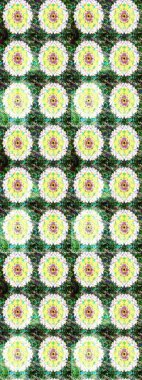 Düz Çiçek Elementleri Tasarımı. Raster illüstrasyonundaki çiçek desenli çizim. Renkli Bahar Teması eskiz kalıbı. Yeşil ve nötr renkte çiçekler.