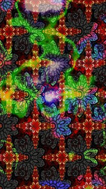 Ultraviyole kumaş deseni. Organik motif arka planı. Çizim kalıbı. Raster illüstrasyonu.