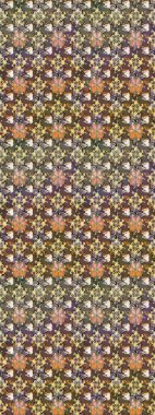 Raster Çiçek İllüstrasyonu güzel tekstil. Kahverengi ve bej renkli etnik çiçeklerle zarif bir eskiz deseni..