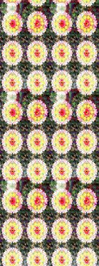 Raster - stock. Flowers with leaves and chamomile with cornflowers on neutral and yellow colors. Sketch background pattern.