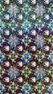 Vadinin çiçekleri mavi ve nötr renklerde. Çiçeksel çizim kalıbının çizimi.