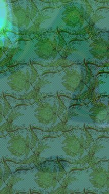 Raster düz çiçek çizim deseni. Yeşil ve mavi renkte çiçekler. Tasarım hediye paketi, tebrik kartları, posterler ve afiş tasarımı.