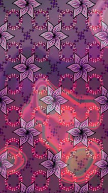 Tropik çiçekler. Mor ve pembe renkte çiçekler. Gömlek çizimi Arkaplan Deseni.