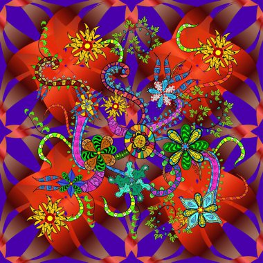 vector floral pattern in doodle style with flowers. Gentle, summer floral background. Flowers on pleasant colors.