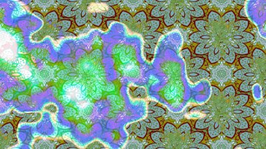 Çiçek desenli raster, yeşil ve mavi çizgi grafik desenli soyut raster arkaplan. Modern stil dokusu.