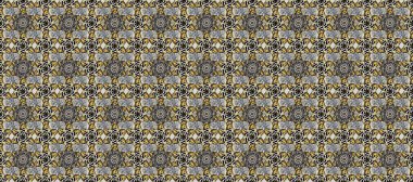 Traditional classic golden raster pattern on gray, brown and black colors with golden elements. Seamless oriental ornament in the style of baroque.
