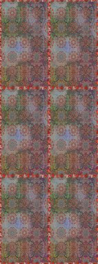 Soyut etnik raster kusursuz desen. Vadinin çiçekleri gri ve kahverengi renklerde. Çiçekler..