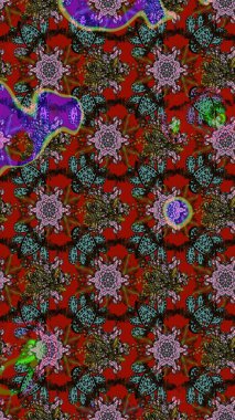 Küçük çiçekteki sevimli çiçek deseni. Kırmızı ve kahverengi renkte çiçekler.