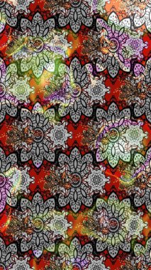 Raster çiçek desenleri çiziyor. Vadinin gri ve nötr renklerinde çiçekleri.