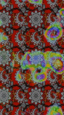 Çiçekli güzel suluboya desen. Gri ve kırmızı renklerde. Raster illüstrasyonu.