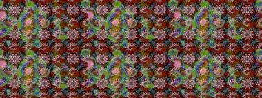 Taslak dekoratif arka plan, çiçek mandala. Yeşil ve kahverengi renklerde. Çiçek. Raster illüstrasyonu.