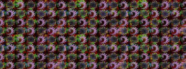 Güzel, parlak, pürüzsüz kumaş, tuval. Kıvırcık, parlak örgü. Desen, çizim, çiçek sınırı. Eski moda arka plan. Çiçek çelengi. Raster illüstrasyonu.