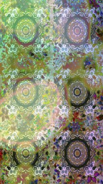 Geleneksel raster ve altın desen. Tarafsız ve yeşil renkler üzerinde klasik oryantal desen. Damask pürüzsüz süsü.