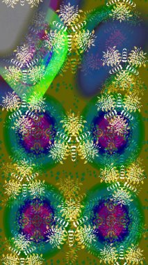 Raster. Güzel suluboya çiçekler, parlak resimler ilham verici yeşil ve mavi çiçek desenli kusursuz arka plan..