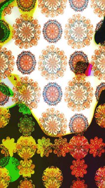 Kahverengi ve bej renkli güzel tekstil. Çiçeklerle suluboya desenli çiçek deseni. Raster illüstrasyonu.