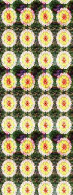 Yeşil ve sarı renklerde bahar çiçekleri. Raster illüstrasyonu. Raster çiçekleri klasik tarzda çizilmiş. Çiçekli yumuşak çizim deseni.