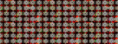 Çiçekli karalama şeklinde Raster çiçek deseni. Siyah ve kahverengi renkte çiçekler. Yumuşak, bahar çiçekli arka plan.