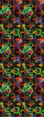 Düz Çiçek Elementleri Tasarımı. Raster illüstrasyonu. Çiçek desenli çizim. Renkli Bahar Teması eskiz kalıbı. Güzel kumaş deseni. Asya tekstil tarzında.