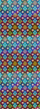 Raster illustration. 3d flowers, sketch. On blue and purple colors.