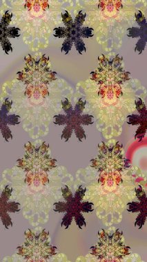 Düz Çiçek Elementleri Tasarımı. Sevimli çiçek raster deseni. Renkli Yaz Temalı eskiz kalıbı. Modaya uygun kumaş deseni.