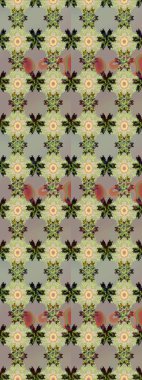 Tarafsız ve gri renklerde çiçekler. Raster illüstrasyonunda kusursuz çiçek deseni.